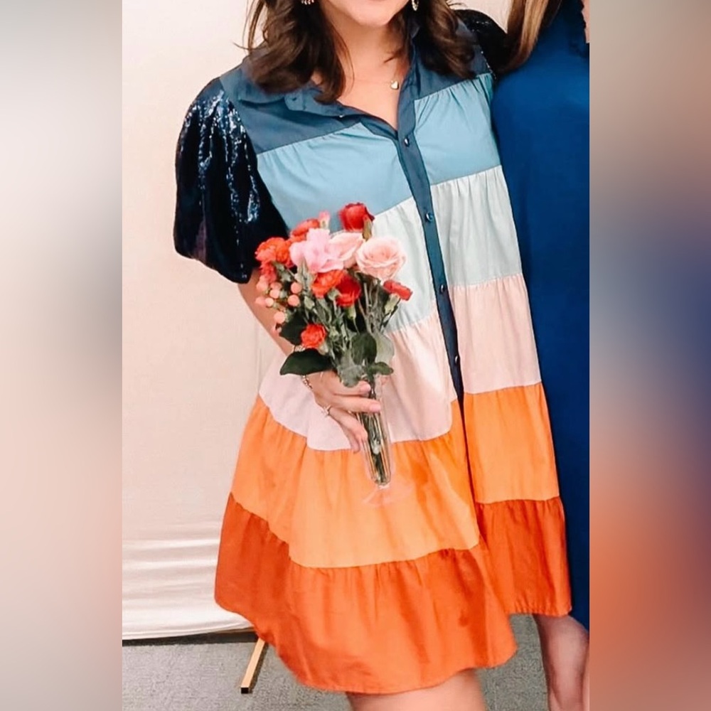 Queen of Sparkles sequin puff sleeve dress
